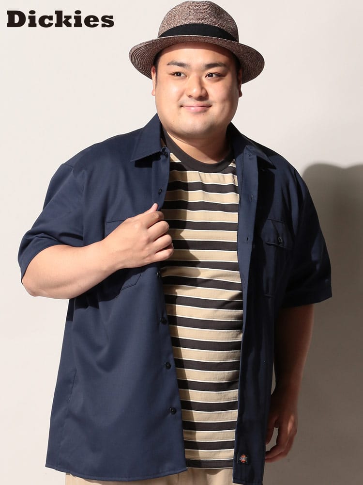 大きいサイズ メンズ Dickies (ディッキーズ) 無地 ポケット 半袖 ワークシャツ WORK SHIRTS