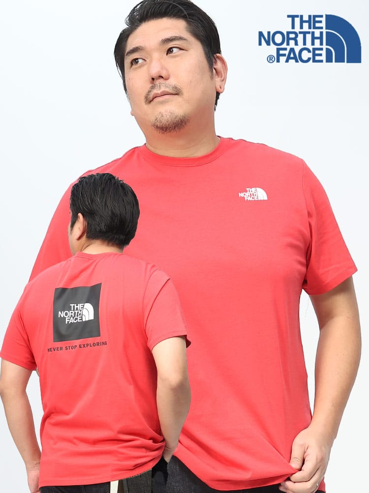 大きいサイズ メンズ THE NORTH FACE (ザ ノースフェイス) 綿100％ バックBOXロゴ クルーネック 半袖 Tシャツ RED BOX TEE