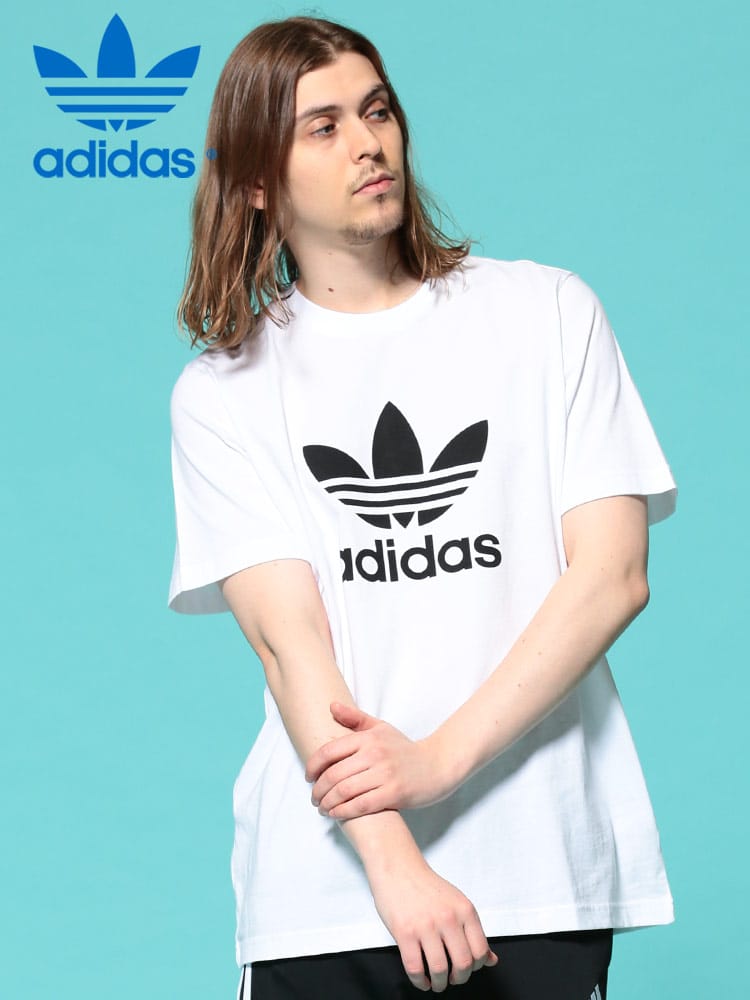 adidas (アディダス) 綿100％ ロゴプリント クルーネック 半袖 Tシャツ OG TREFOIL TEE WEB限定