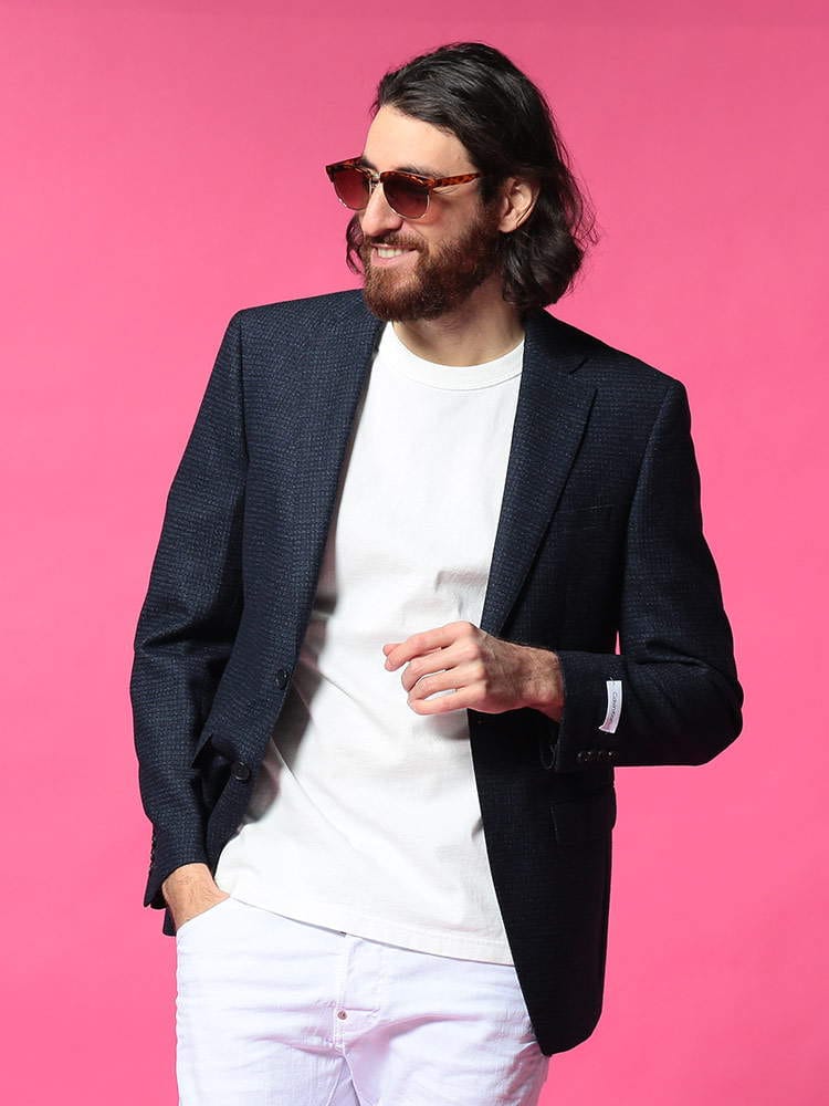 Calvin Klein (カルバンクライン) ウール混 ミニチェック シングル 2ツ釦 ジャケット SLIMFIT CKMABRY7CXX093 ブランド