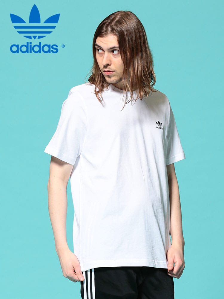 adidas (アディダス) ロゴ刺繍 クルーネック 半袖 Tシャツ TREFOIL ESSENTIALS WEB限定