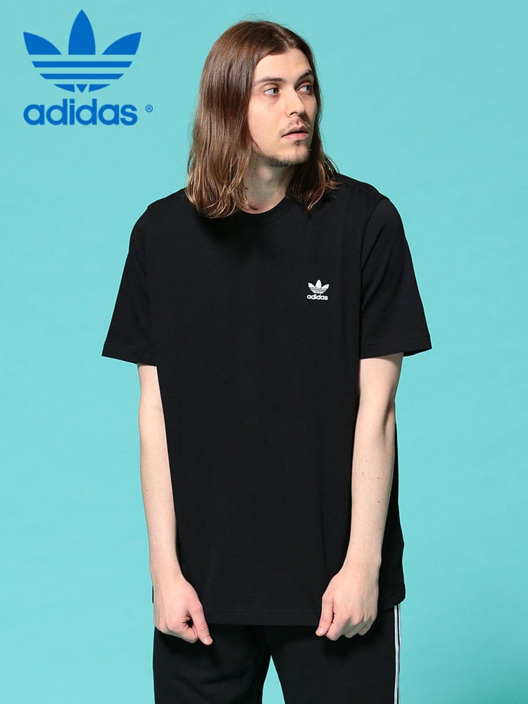 adidas (アディダス) ロゴ刺繍 クルーネック 半袖 Tシャツ TREFOIL ESSENTIALS WEB限定