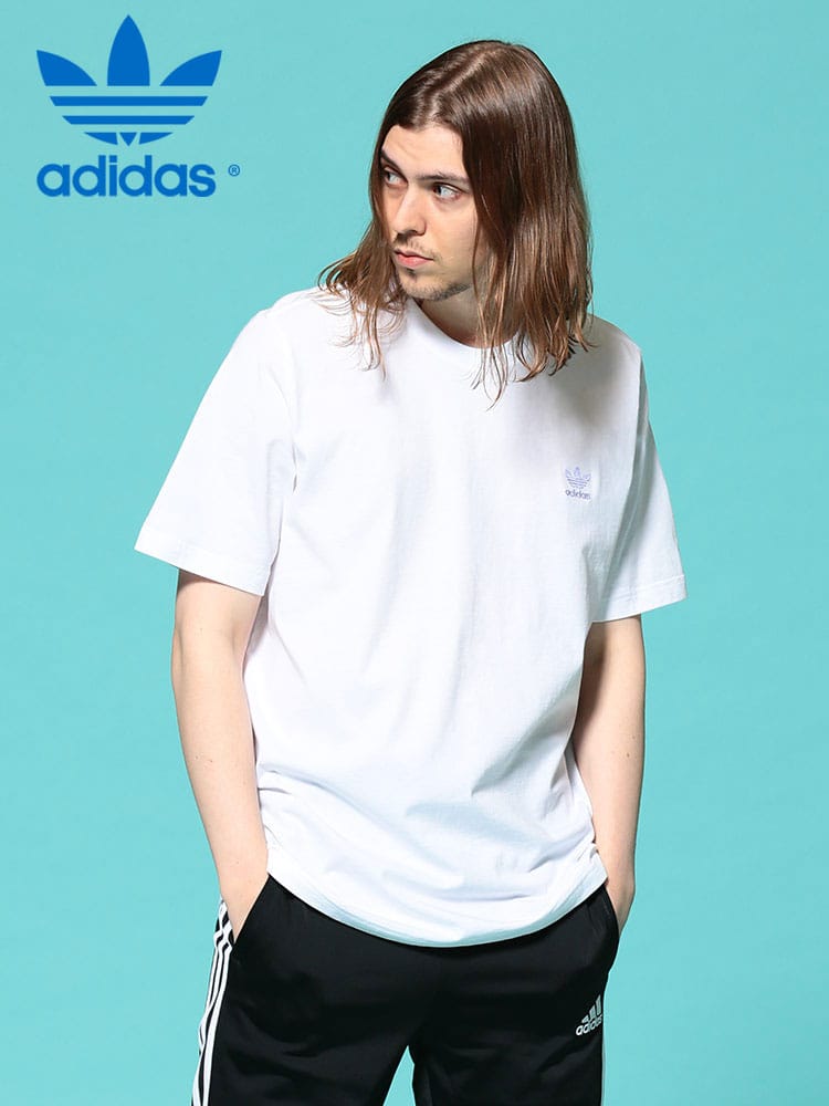 adidas (アディダス) ロゴ刺繍 クルーネック 半袖 Tシャツ TREFOIL ESSENTIALS WEB限定