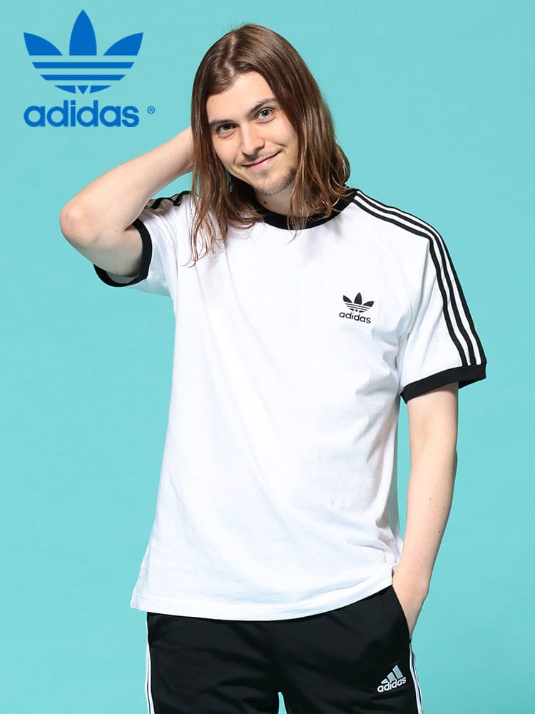 adidas (アディダス) ライン クルーネック 半袖 Tシャツ 3STRIPES WEB限定