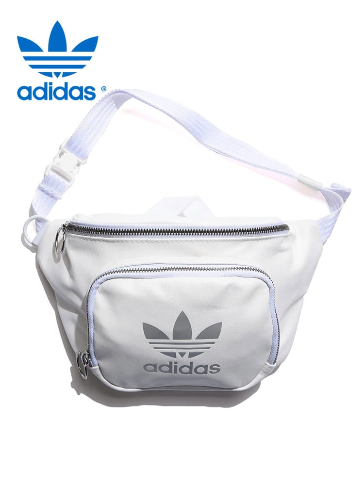 adidas (アディダス) PUレザー ロゴプリント ジップ ウエストポーチ PREMIUM WAIST PACK