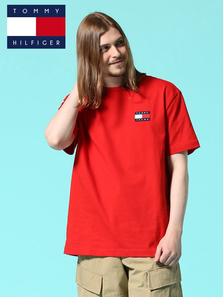 TOMMY JEANS (トミージーンズ) ワンポイントロゴ クルーネック 半袖 Tシャツ ALBIE BADGE TEE
