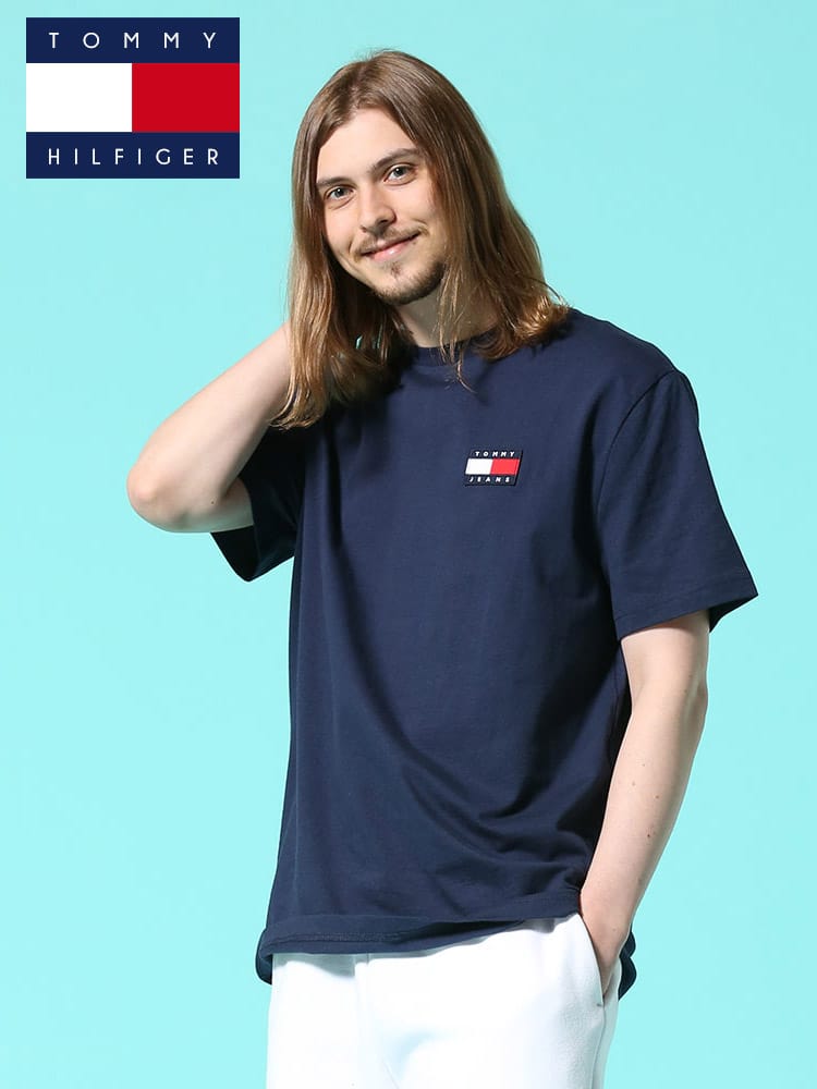TOMMY JEANS (トミージーンズ) ワンポイントロゴ クルーネック 半袖 Tシャツ ALBIE BADGE TEE