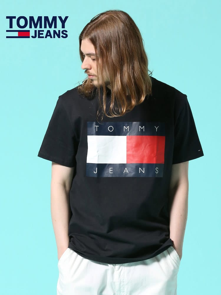 TOMMY JEANS (トミージーンズ) ロゴプリント クルーネック 半袖 Tシャツ FLAG TEE