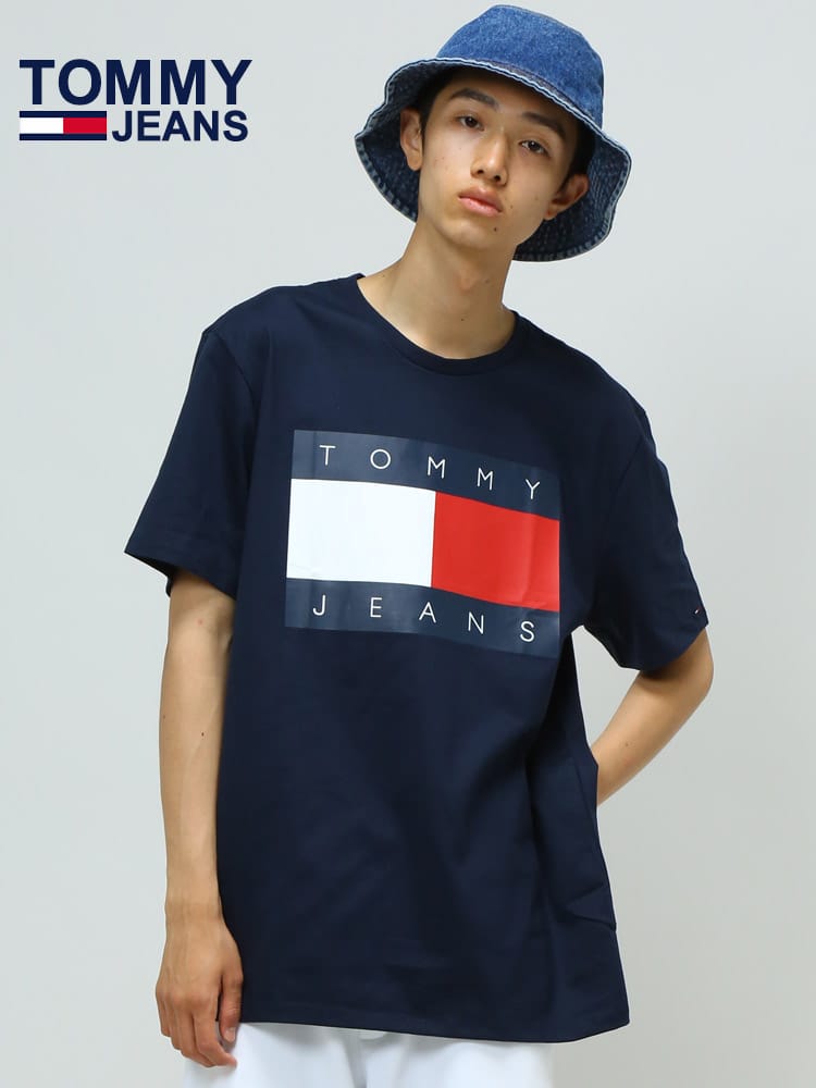 TOMMY JEANS (トミージーンズ) ロゴプリント クルーネック 半袖 Tシャツ FLAG TEE