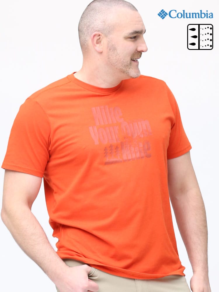 大きいサイズ メンズ Columbia (コロンビア) フロントプリント クルーネック 半袖 Tシャツ