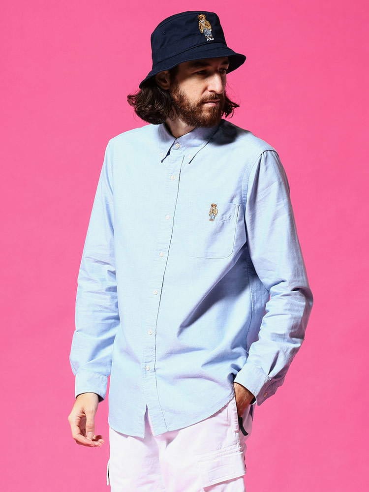 POLO RALPH LAUREN (ポロ ラルフローレン) ベア刺繍 ポケット ボタンダウン 長袖 シャツ RL710823667001