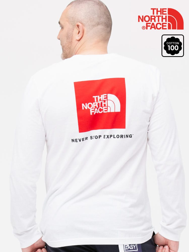 大きいサイズ メンズ THE NORTH FACE (ザ ノースフェイス) バックBOXロゴ クルーネック 長袖 Tシャツ ロンT L/S BOX NSE TEE