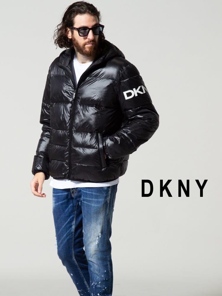 DKNY (ダナキャラン ニューヨーク) 袖ロゴ フード フルジップ 中綿 