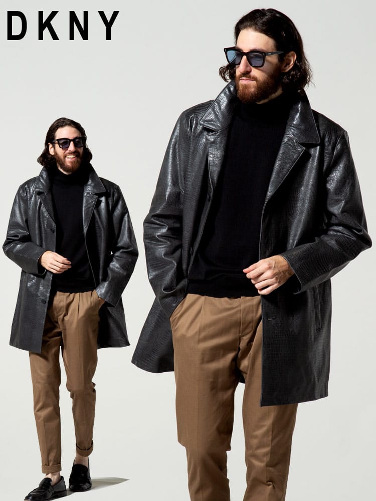 DKNY (ダナキャラン ニューヨーク) レザー シングル コート DKDX8M2382