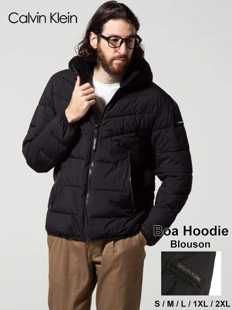 Calvin Klein (カルバンクライン) フード裏ボア フルジップ 中綿 ジャケット CKCM155201