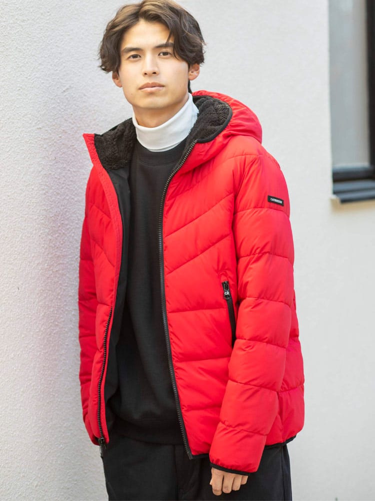 Calvin Klein (カルバンクライン) フード裏ボア フルジップ 中綿 ジャケット CKCM155201