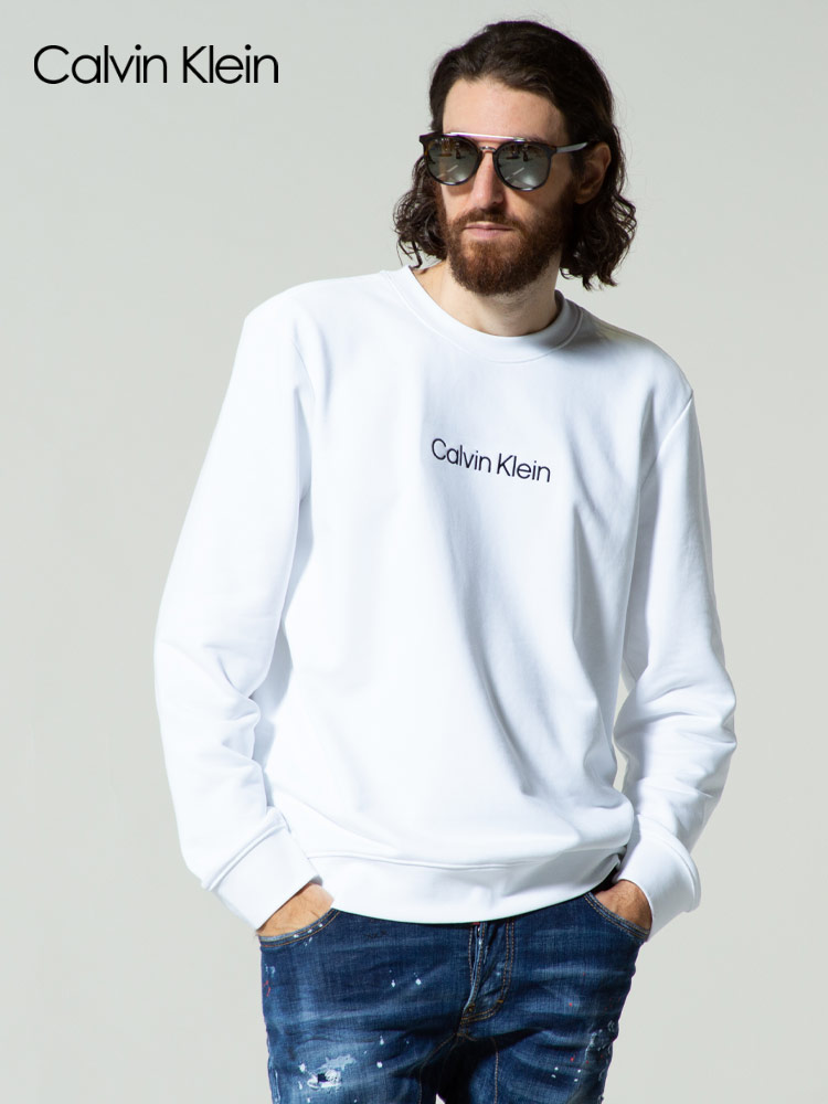 Calvin Klein (カルバンクライン) ロゴ刺繍 クルーネック トレーナー CK40FM268 メンズ スウェット