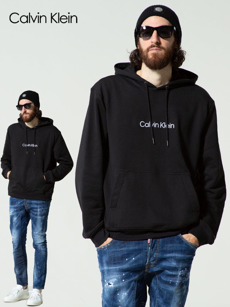 Calvin Klein (カルバンクライン) ロゴ刺繍 プルオーバー パーカー CK40FM269 メンズ スウェット