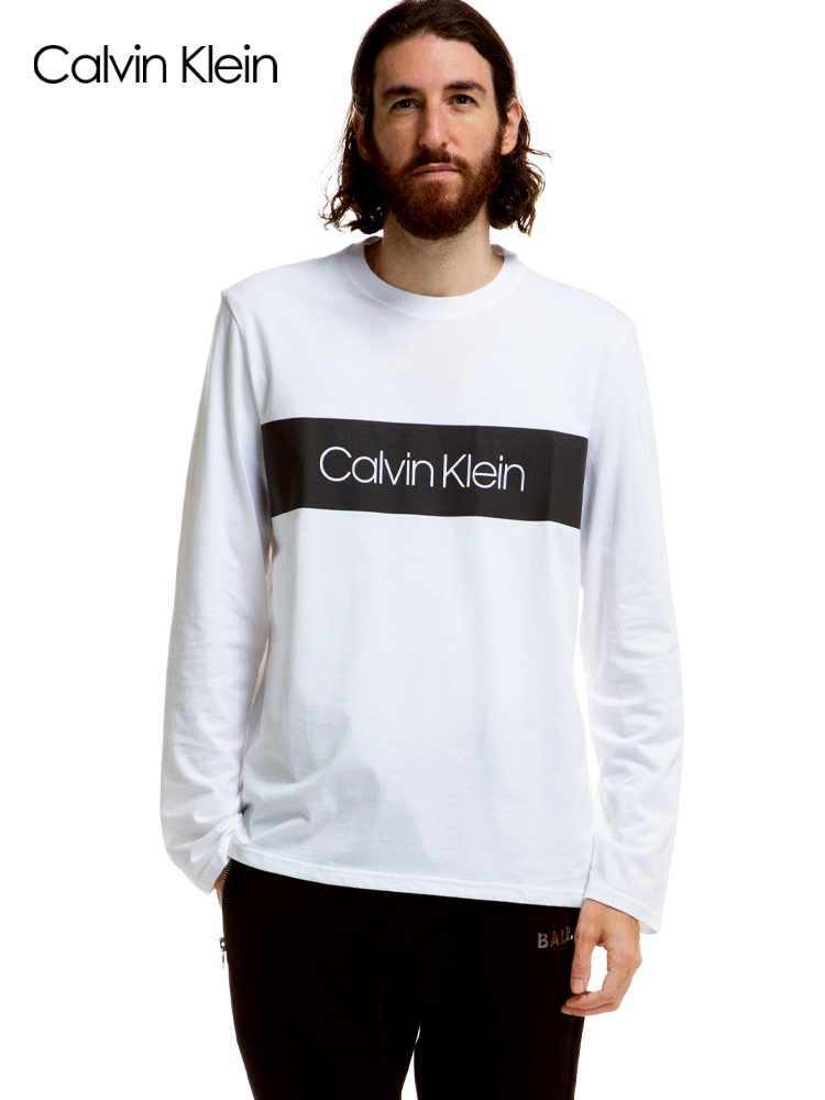 Calvin Klein (カルバンクライン) ロゴプリント クルーネック 長袖 Tシャツ CK40AC888