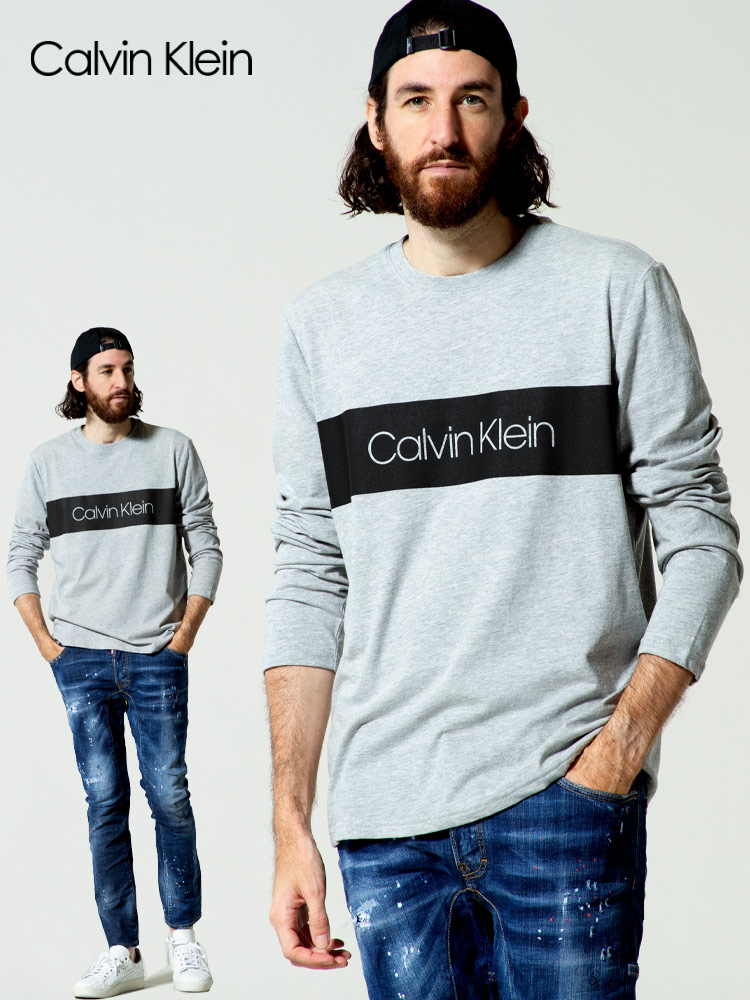 Calvin Klein (カルバンクライン) ロゴプリント クルーネック 長袖 Tシャツ CK40AC888