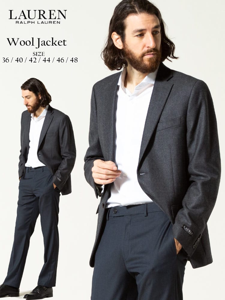 LAUREN RALPH LAUREN (ローレン ラルフローレン) ウール100％ 起毛 シングル 2ツ釦 ジャケット RLLTOB12PX1171