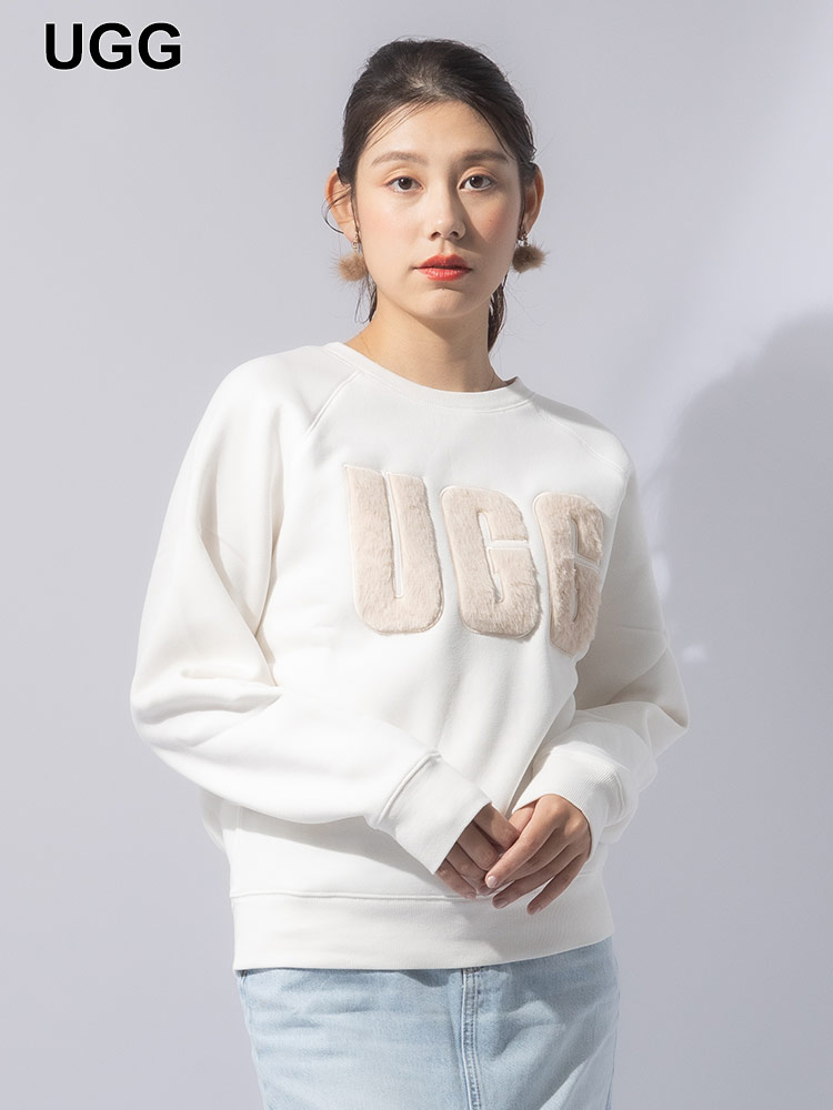 UGG (アグ) 裏起毛 ファーロゴ クルーネック トレーナー LOGO CREWNECK UGGL1123718 ブラ【サカゼン公式通販】