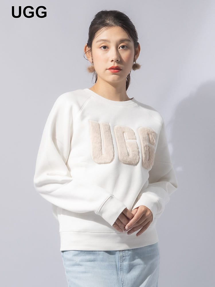 UGG (アグ) 裏起毛 ファーロゴ クルーネック トレーナー LOGO CREWNECK 
