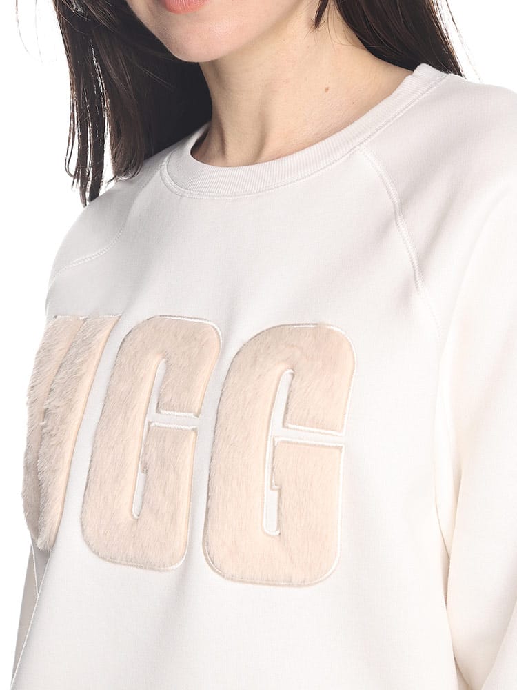UGG (アグ) 裏起毛 ファーロゴ クルーネック トレーナー LOGO CREWNECK 