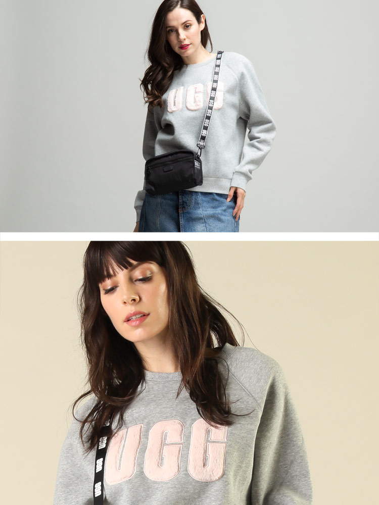 UGG Australia アグオーストラリア ファー ロゴ クルーネック トレーナー LOGO CREWNECK ブラ【サカゼン公式通販】