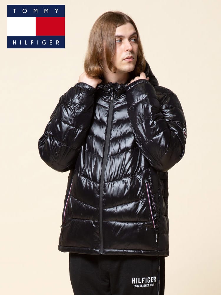 TOMMY HILFIGER (トミーヒルフィガー) フード フルジップ 袖ロゴ 中綿 ジャケット