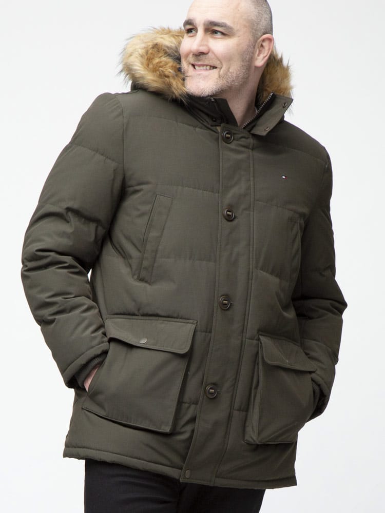 大きいサイズ メンズ TOMMY HILFIGER (トミーヒルフィガー) 防風 ファーフード フルジップ 中綿 ジャケット ARCTIC CLOTH HOODY PARKA JKT