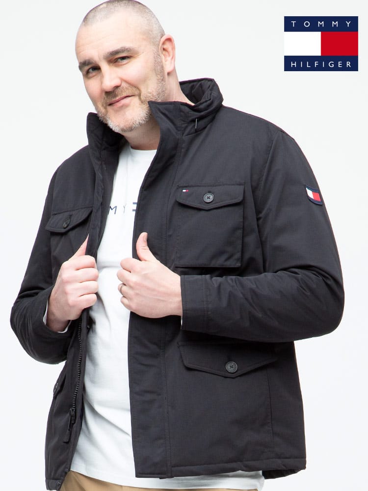 大きいサイズ メンズ TOMMY HILFIGER (トミーヒルフィガー) 撥水 保温 フード収納 フルジップ 中綿 ジャケット