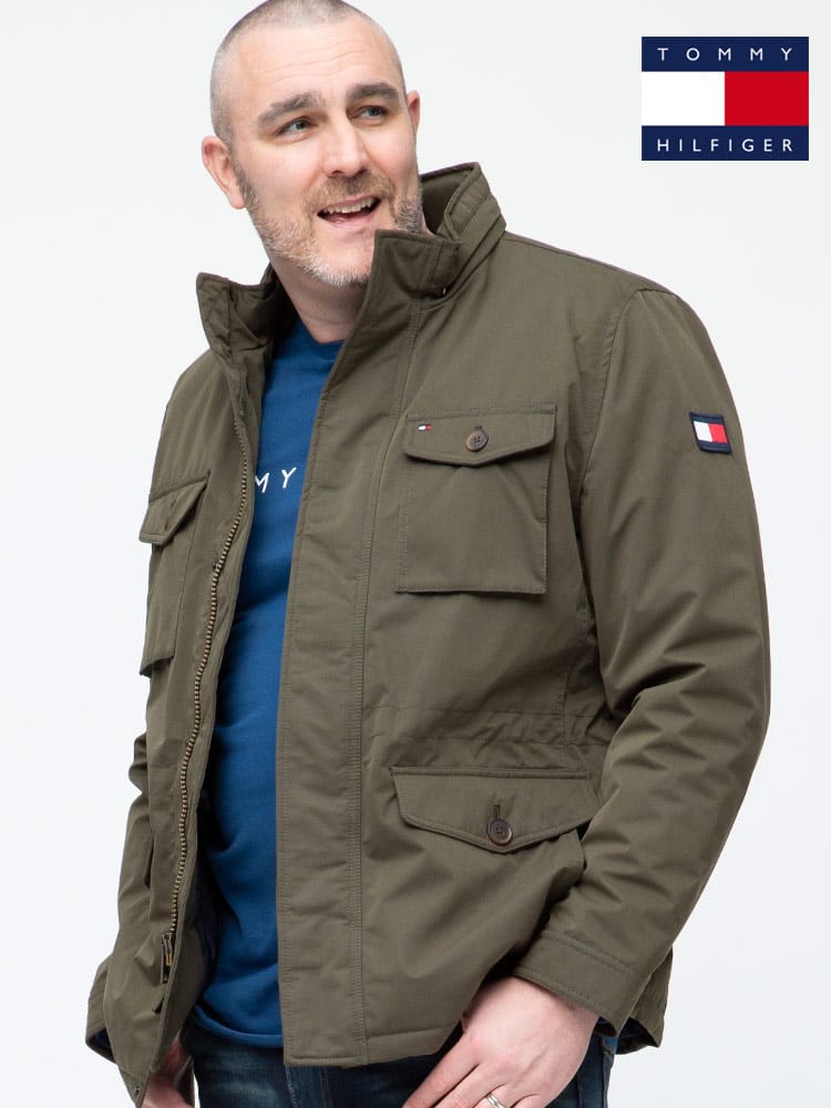 大きいサイズ メンズ TOMMY HILFIGER (トミーヒルフィガー) 撥水 保温 フード収納 フルジップ 中綿 ジャケット