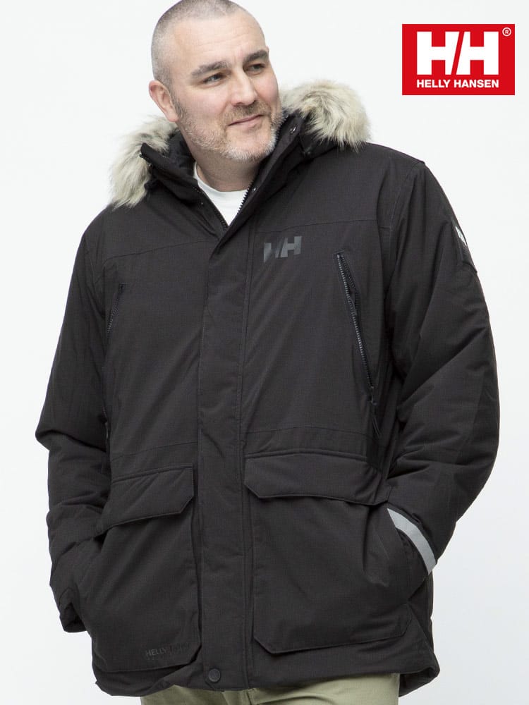 大きいサイズ メンズ HELLY HANSEN (ヘリーハンセン) PRIMALOFT 撥水 ファーフード フルジップ 中綿 ジャケット