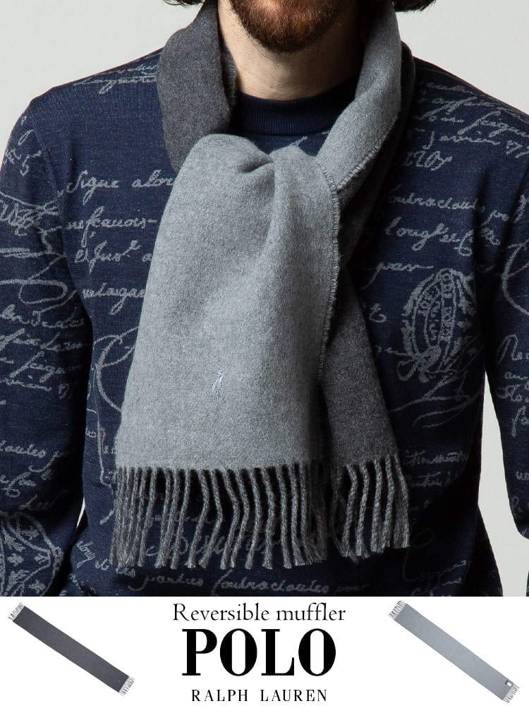 POLO RALPH LAUREN ポロラルフローレン リバーシブル ワンポイント マフラー ブランド メンズ レディース マフラー ウール RLPC0455