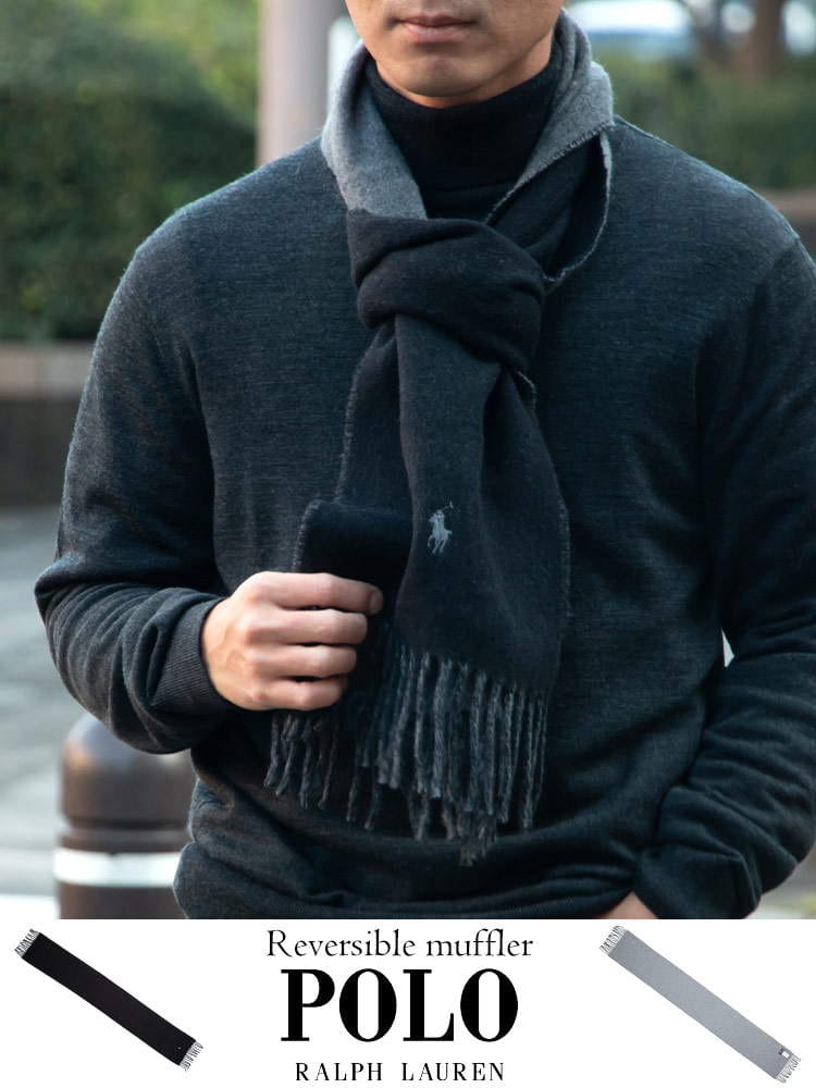 POLO RALPH LAUREN ポロラルフローレン リバーシブル ワンポイント マフラー ブランド メンズ レディース マフラー ウール RLPC0455