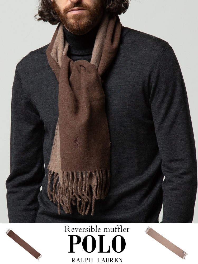 POLO RALPH LAUREN ポロラルフローレン リバーシブル ワンポイント マフラー ブランド メンズ レディース マフラー ウール RLPC0455