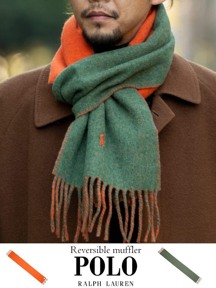 POLO RALPH LAUREN ポロラルフローレン リバーシブル ワンポイント マフラー ブランド メンズ レディース マフラー ウール RLPC0455