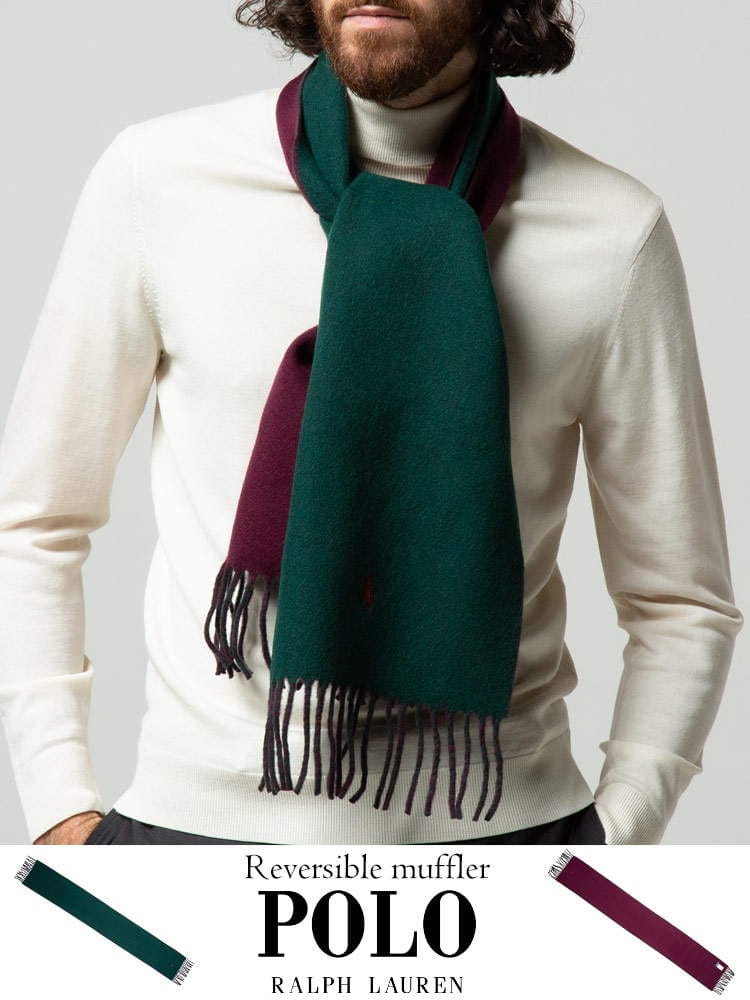POLO RALPH LAUREN ポロラルフローレン リバーシブル ワンポイント マフラー ブランド メンズ レディース マフラー ウール RLPC0455