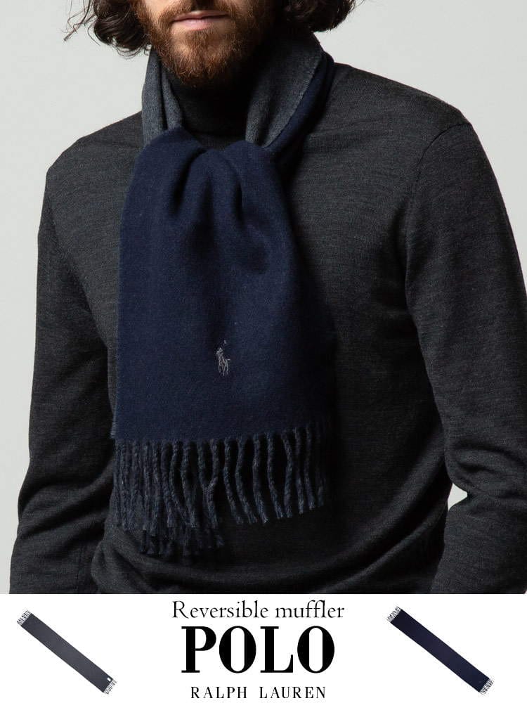 POLO RALPH LAUREN ポロラルフローレン リバーシブル ワンポイント マフラー ブランド メンズ レディース マフラー ウール RLPC0455