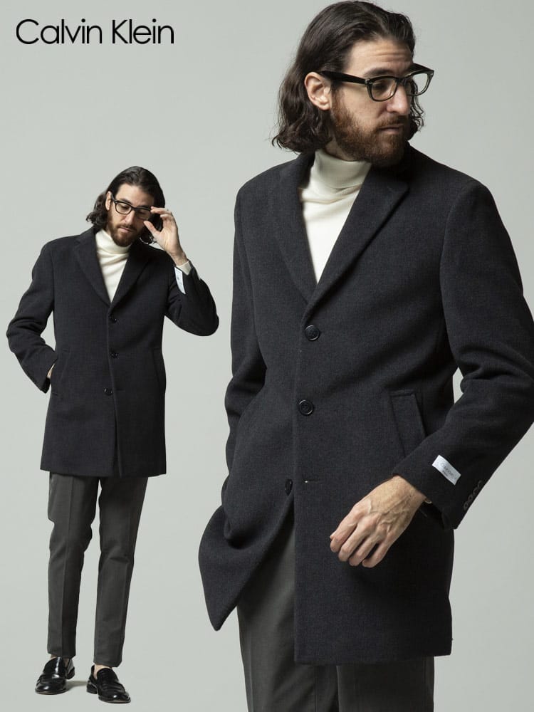 CALVIN KLEIN (カルバンクライン) ウール混 シングル チェスターコート CKPROSPER