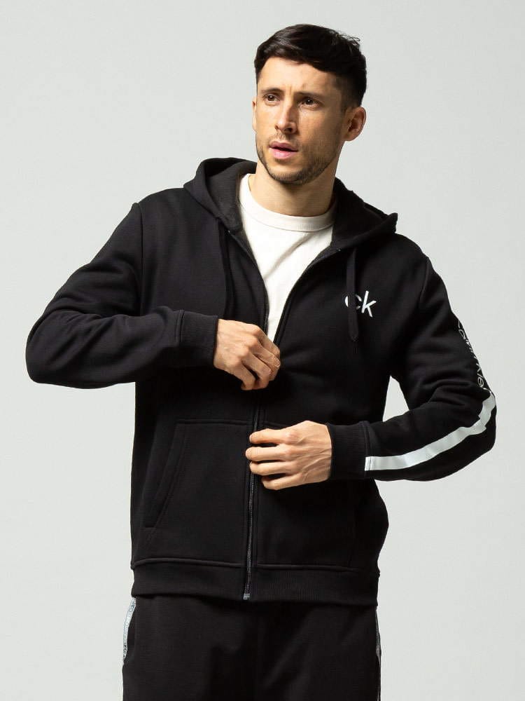 CALVIN KLEIN カルバンクライン 裏起毛 袖ロゴプリント フルジップ パーカーブランド メンズ トップス パーカー フード CK40QY859