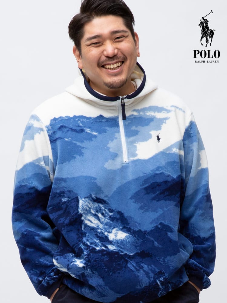 大きいサイズ メンズ POLO RALPH LAUREN (ポロ ラルフローレン) 柄 フリース ハーフジップ プルオーバー