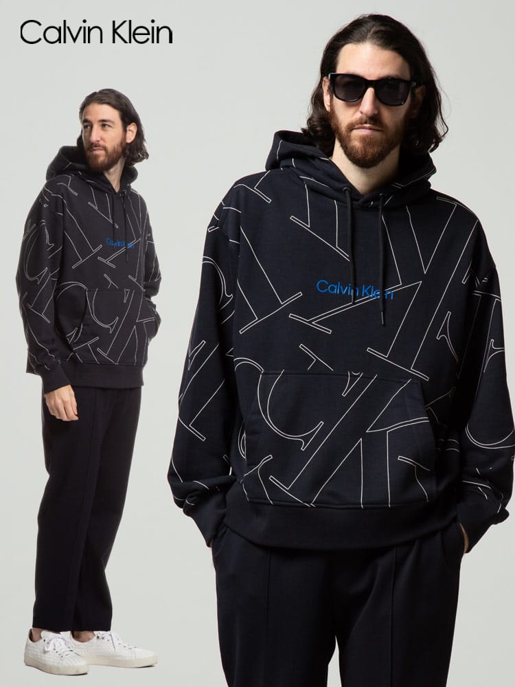 Calvin Klein (カルバンクライン) BIGロゴ プルオーバー パーカー CK40DM874 メンズ スウェット