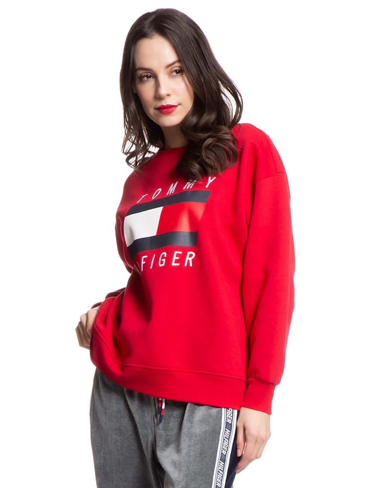 Tommy Hilfiger (トミーヒルフィガー) 裏起毛 フロントロゴ クルーネック トレーナー TMLTP10735T