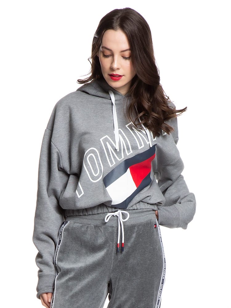 Tommy Hilfiger (トミーヒルフィガー) 裏起毛 斜めロゴ プルオーバー パーカー TMLTP10910T