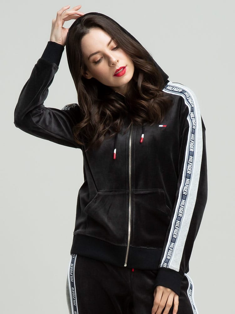 Tommy Hilfiger (トミーヒルフィガー) ロゴライン フルジップ コーデュロイ パーカー TMLTP14968J