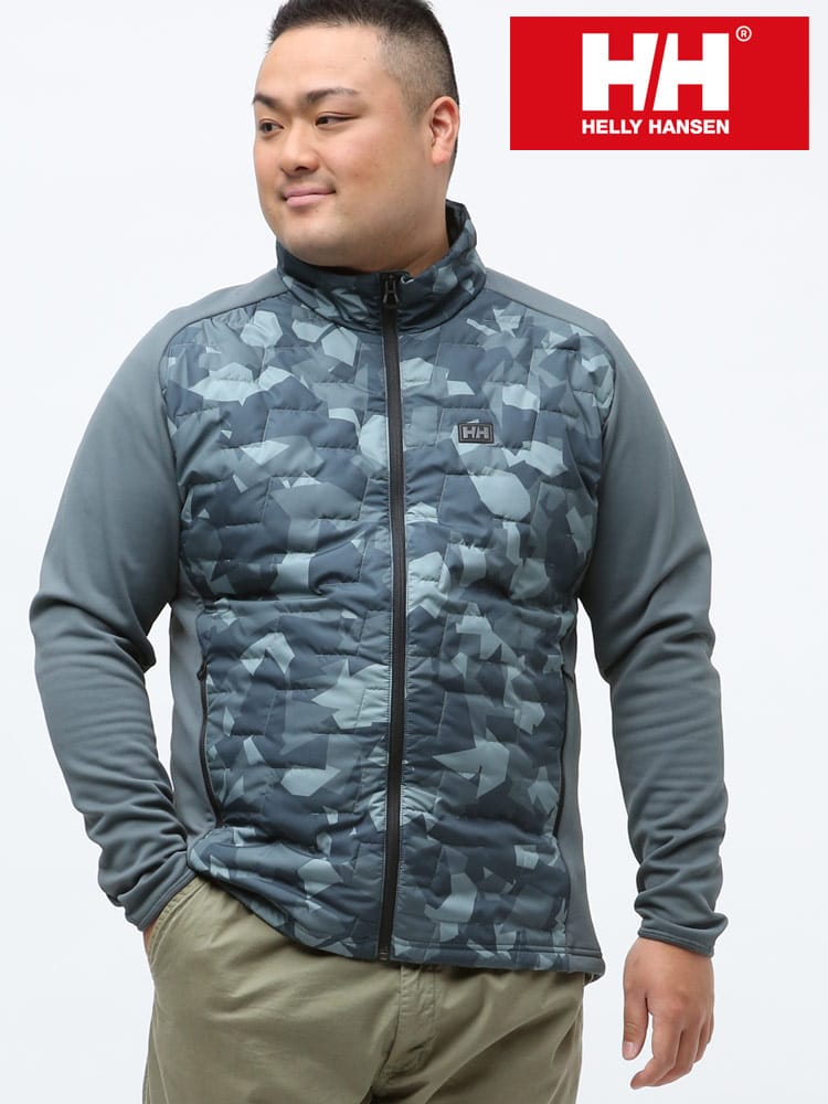 大きいサイズ メンズ HELLY HANSEN (ヘリーハンセン) 切り替え フルジップ スタンド 中綿 ジャケット LIFALOFT HYBRID JACKET
