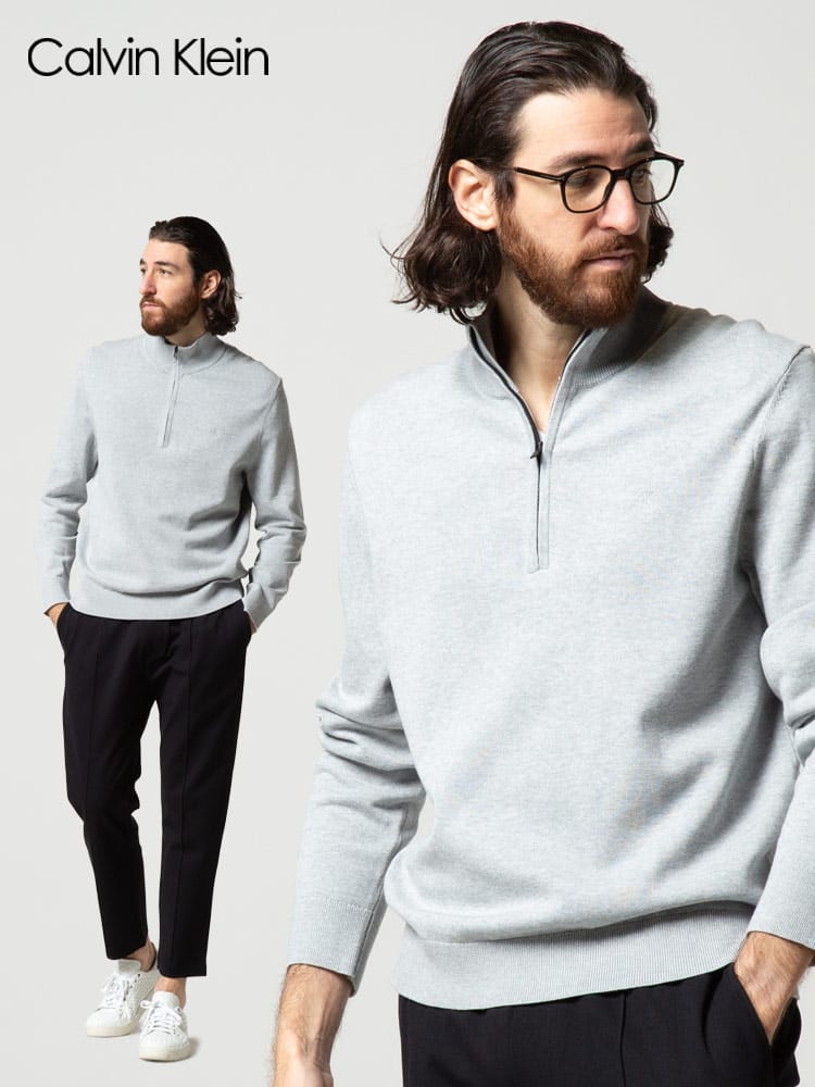 Calvin Klein (カルバンクライン) ハーフジップ スタンド 長袖 ニット CK40CM315