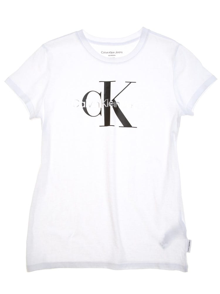 Calvin Klein (カルバンクライン) フロントロゴ クルーネック 半袖 Tシャツ CKLCJ1T1035 レディース ロゴ ブランド 大きいサイズ